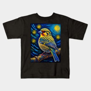 Finch in starry night Kids T-Shirt